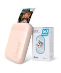 Liene Portable Photo Printer, 2x3 Mini Instant Color Mono Picture Printer w/ 50 Zink Adhesive Sheets, Bluetooth 5.0, Compatible w/iOS & Android, Small Photo Printer for Smartphones, Pink