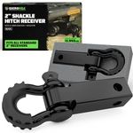 Rhino USA Shackle Hitch Receiver (Fits 2 Inch Receivers) Best Towing Accessories for Trucks, Jeep, Toyota & More - Connect Your Rhino Tow Strap for Vehicle Recovery, Mounts to 2 Inch Receiver Hitches