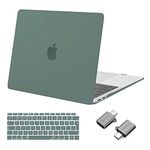 MOSISO Compatible with MacBook Air 13 inch Case M1 2021 2020 2019 2018, Plastic Hard Shell Cover for MacBook Air M1 Case 13.3 inch A2337 A2179 A1932 with Keyboard Cover&Type C Adapter, Midnight Green