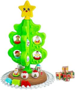 Handwell My First Christmas Tree for Toddlers: Kids Christmas Tree Toy Set with DIY Train Set&Tracks,18 Colorful Decorations Sensory Developmental for Little One Xmas Birthday Gifts for Boys & Girls