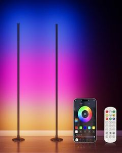 WISIMMALL 2PCS RGB Floor Lamp, Bluetooth APP and Remote Control 65" Smart Modern Standing Lamp Music Sync 16 Million DIY Colors Changing LED Floor Lamp with Heavy Base