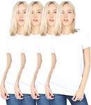 Zenana 4 Pack Women's Basic Round-Neck T-Shirts (White 4PC, X-Large)