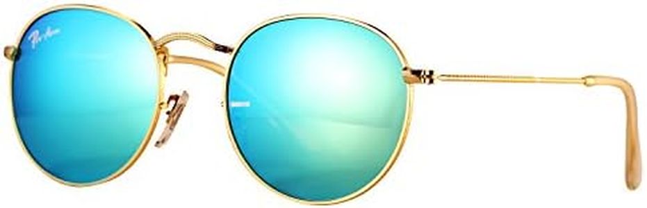 Pro Acme Small Round Sunglasses for Women Men Classic Crystal Glass Lens Retro Circle Metal SunGlasses,50mm (Crystal Green Mirrored Lens)