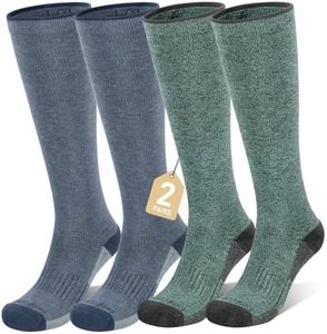 Iambamboo Merino Wool Compression Socks for Women&Men 15-20mmHg Knee High Breathable Socks for Flying, Athletic, Travel - 2 Pack