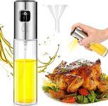 Olive Oil Sprayer with Funnel for Cooking Food-Grade Glass Oil Spray Bottle Oil Graduated Mister Dispenser for Cooking Air Fryer BBQ, Salad Kitchen Baking