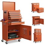 IRONMAX Rolling Tool Chest, 5-Drawer Lockable Tool Cabinet w/Adjustable Shelf & 4 Universal Wheels, 2 in 1 Detachable Tool Box Storage Organizer for Garage Workshop Repair Shop, Orange