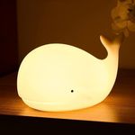 LOVERUIS Whale Night Light Children, 7 Colour Changing LED Portable Touch Baby Lamp, USB Rechargeable Silicone Animal Night Light for Children Nursery Toddler Girls Birthday Gift Room Decor (Whale)