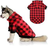 Mtliepte Red Plaid Dog Hoodie Sweater for Dogs Pet Clothes with Hat and Pocket（L）