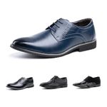 Hitmars Derby Shoes for Men Oxford Shoes Patent Leather Business Formal Dress Shoes Mens Lace Up Brogue Shoe Li1-Blue UK 7.5(EU42)