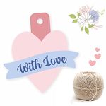 With Love Heart Shaped Gift Tags. Pack of 75. With Jute String for attaching to Gift Box, Cake Box Birthday, Anniversary, Festivals, Bakery Supplies