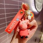 DSR Keychains & Keyrings Cartoon Characters Cute Cartoon Pig Keychain(Pack of 1) (Cute Cartoon Pig Keychain (Pink)) | Polyvinyl Chloride (PVC)