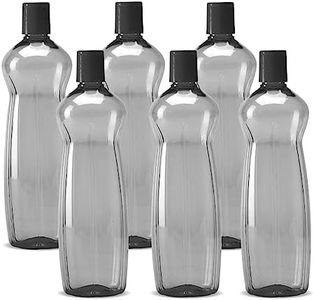 MILTON Pacific Pack of 6 Water Bottles, 1 Litre Each, Reusable Plastic Fridge Bottle Set, BPA Free and Leak Proof Bottles for Travel, Work, Grey