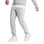 adidas Men's Essentials 3-Stripes Fleece Tapered Cuff Pants, Medium Grey Heather, Medium