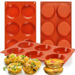 (3 PCS) 6-Cavity Silicone Whoopie Pie Baking Pan/Non-Stick 3" Round Muffin Top Pan/Mini Tart Pan for Egg Cloud Bread Buns English Muffins Breakfast Sandwiches Mold