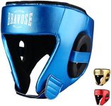 BRAVOSE Fearless Boxing Headguard | Velcro Boxing, Training, Sparring & Martial Arts Headgear | Adjustable Head Guard for Ear, Cheek, Face Protection | Helmet for MMA, Kickboxing, Taekwondo (Blue)