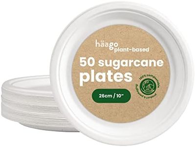 HAAGO 50 Piatti Ecologici in Carta di Canna da Zucchero - 26cm