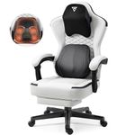 Vigosit Gaming Chair with Heated Massage Lumbar Support, Ergonomic Gaming Computer Chair with Pocket Spring Cushion and Footrest, Recliner High Back PC Chair for Adult, 330lbs, White