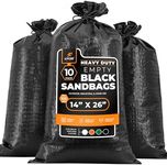 Heavy Duty Woven Polypropylene Sand Bags for Flooding -14" x 26" 100 lb Weight Limit - Military Grade Reusable Refillable Sand Bag for Hurricane Flood Protection - Empty Sandbags, Black, Bundle of 10