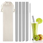 Reusable Boba Straws Thick Straws [Extra Wide ] Milkshake Straws Stainless Steel Metal Straws for Drinking 12MM Smoothie Straws with Straws Cleaner for Bubble & Boba Tea, Milkshakes