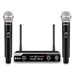 Wireless Microphone System UHF UBR-102 with Cordless Handheld Lavalier Headset Mics,260ft Range,Suitable for Church,Lectures,Karaoke,Weddings,DJ,and Bars (2 Handheld)