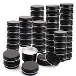 Foraineam 100 Pack 0.5 oz Mini Aluminum Round Lip Balm Tin Containers with Screw Lid - 15ml Metal Storage Travel Tins Matte Black Empty Tin Jars