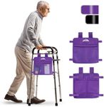 supregear Walker Side Bag, Water Resistant Accessory Basket Pouch for Folding Walkers, Lightweight Hand Free Storage Carrier Tote, Universal Size Seniors Caddy Attachment, Purple