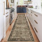 U'Artlines Runner Rug for Hallways 2'x8' Non Slip Washable Kitchen Runner Rug with Rubber Backing Ultra Soft Boho Runner Carpet Throw Rug for Bedroom Entryway Laundry Bathroom(Brown)