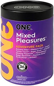 ONE Condoms Mixed Pleasures | Variety Condom Pack, Thin Condoms, Glow in The Dark Condoms, Studded Condoms | 36 Pack