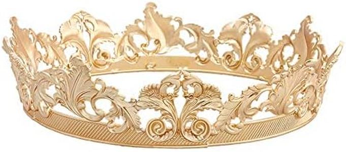 LEEMASING Couronne dorée de luxe Queen King pour mariage, fête, concours de beauté, bal de fin d'année, pour anniversaire, Noël, Halloween, Saint-Valentin, Doré, M
