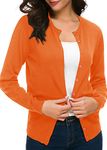 Urban CoCo Women's Long Sleeve Crew Neck Button Down Knit Cardigan Sweater (M, Orange)