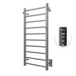 P&Bhursri Towel Warmer, 10-Bar Heated Towel Rack for Bathroom, Electric Towel Warmer with Timer & Temperature Multi-Level Adjustments, Brushed, Plug-in/Hard-Wired