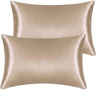 2 Pack Satin Pillowcases for Hair and Skin, Super Soft Silky Pillow Cases with Envelope Closure, Less Friction Less Wrinkles & Frizz (50 x 75cm, Champagne)