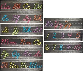 Cursive Alphabet Wall Strip, Numbers Bulletin Board Borders for Classroom (21x6 in, 9 Pack)