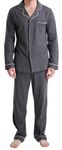 GIVEITPRO -100% Cotton Jersey Knit, Men's Long Button-Down Sleepwear Pajama Set (X-Large, Dark Grey)