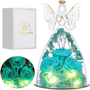 Tiaronics Mothers Day Mom Gifts for Women Preserved Flowers in Glass Angel Forever Flowers Gifts Eternal Roses Gifts for Grandma - Tify Blue