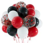 TUPARKA 12 inches Black Red Confetti Balloons Kit 60 Pack Red Black and White Party Balloon for Birthday Graduation Baby Shower Wedding Anniversary Party Supplies