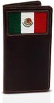 RAW HYD Mexican Flag Wallet for Men - 6.75" Tall, Full Grain Leather, 100% Needlepoint Mexican Flag, Gift for Mexican Men, Carteras Vaqueras Para Hombres