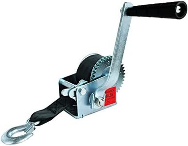 QMCAHCE 800IB Heavy Duty Hand Winch Boat Trailer Winch Strap, (with 20ft Polyester Strap), Crank Traction Winch, Hardened Steel 2 Speed Hand Winch, Two Way Ratchet Hand Winch for Trailer ATV UTV Boats