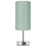 Yarra-Decor Bedside Lamp with USB Port - Touch Control Table Lamp for Bedroom 3 Way Dimmable Nightstand Lamp with Round Denim Fabric Shade for Living Room, Dorm, Home Office (LED Bulb Included)