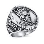 Statement Eagle Head Liberty 1937 Coin Novelty as Mens Punk Rocker Biker Jewelry Gothic Crown Skull Ring For Men Oxidized .925 Sterling Silver