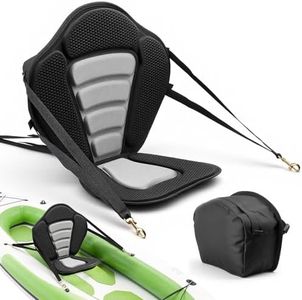 VEVOR Kayak Seat, 1 Pack 0.5" Thick, Universal Paddle Board Seat with Back Support, Sit-on-Top Soft Padded Cushion with Storage Bag & Adjustable Straps for SUP, Canoe, Fishing Boat, Inflatable Kayak