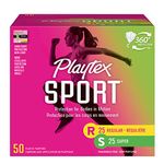 Playtex Sport Tampons with Flex-Fit Technology, Regular and Super Multi-Pack, Unscented - 50 Count