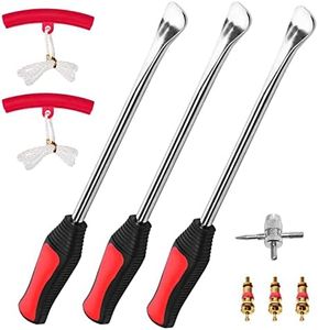 DEDC Tire Changing Lever Tool Kit, 3 Tire Lever Tool with 2 Wheel Rim Protectors Tool Kit, Park Tool Tire Remover Repair Tools for Motorcycle Bike Tire Changing Removing w/Bag (11.5" Leverage)