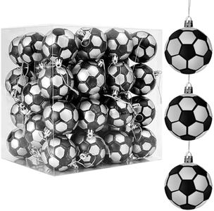 Fashlits 48 Pack 2.36 Inch World Cup Mini Soccer Ball Christmas Ornaments - Shatterproof Football Baubles Gifts for Xmas Tree Decor, World Cup Themed Party Supplies, Sports Fan Holiday Decorations