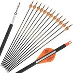 6/12 Pack 30 inch Pure Carbon Arrow Spine 300/350/400/500/600 Archery Targeting Practice Hunting Arrows for Compound & Recurve Bow with Removable Tips (Orange, Spine 400/12 pack)