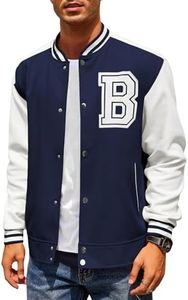 COOFANDY Baseball Varsity Jacket Men Designer Bomber Jacket Casual Light Winter Jackets Navy Blue