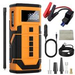 SAKAKI Car Jump Starter with Air Compressor, Emergency Start Power with Ultra Safe Lithium Battery, 12V 800A Peak Currnet 8400mAh Portable Power Bank Charger with 150PSI (Yellow-Jump Starter)