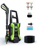 Pressure Washer with Foam Cannon, ETOOLAB Electric Pressure Washer 3500 PSI Max 2.4GPM with 4 Nozzels Electric Power Washer for, Patio Pool Cleaning Car Washers Fence 22FT Cord and 22FT Hose (Green)