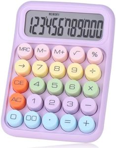 Holotioee Mechanical Pushbutton Calculator,12 Digit Large LCD Display,Big Buttons Easy to Press,Colorful Candy Calculator,Automatic Sleep,with Battery.for Office,School, Home. (purple)