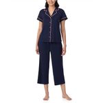 Nautica Womens Sleepwear - Lightweight, Breathable Pajama Notch Collar Top & Pant - 2 Piece Set, Navy, XL